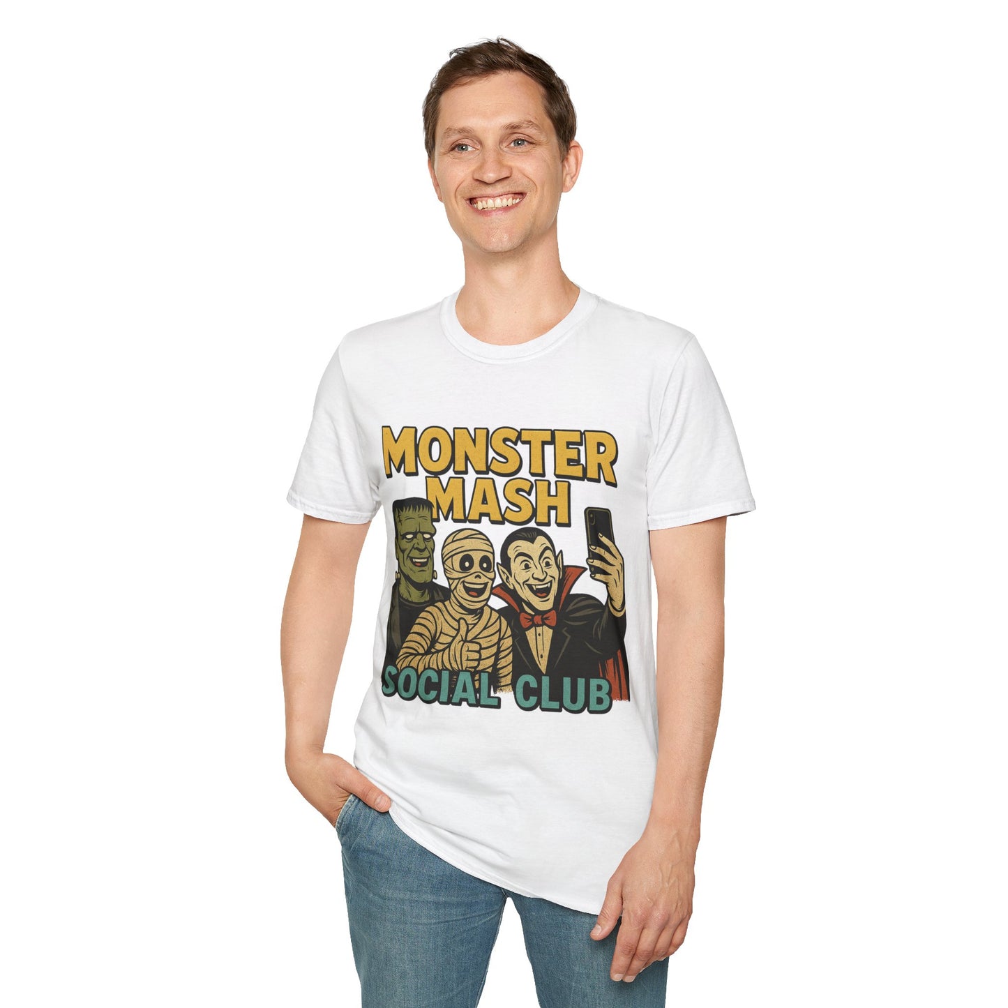 Halloween Monster Mash Social Club T-Shirt, Unisex Softstyle Tee, Spooky Party Shirt, Halloween Costume Tee, Fun Graphic Tee
