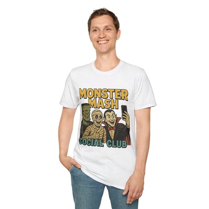 Halloween Monster Mash Social Club T-Shirt, Unisex Softstyle Tee, Spooky Party Shirt, Halloween Costume Tee, Fun Graphic Tee