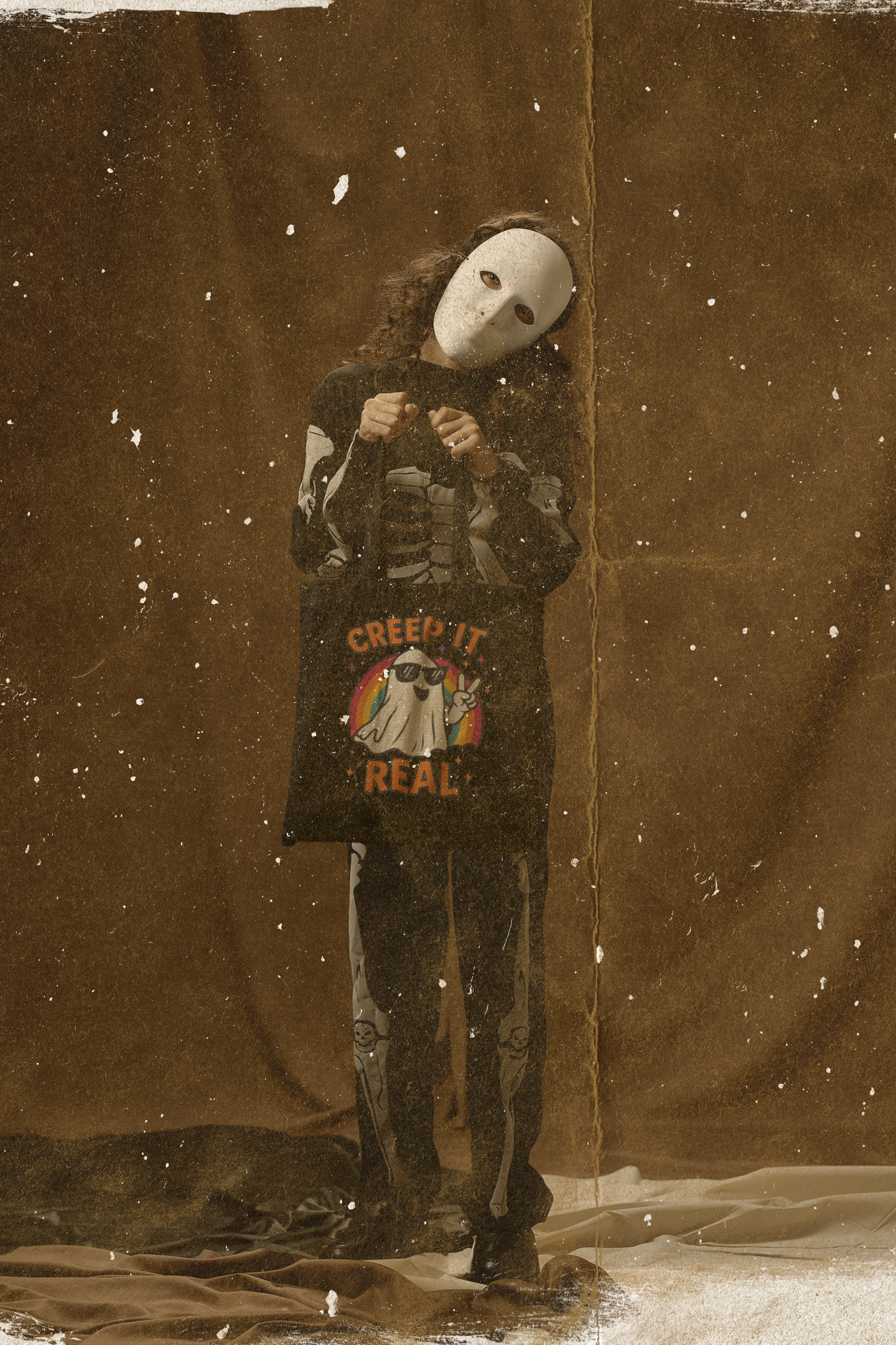 Halloween Ghost Tote Bag - Creep It Real, Eco-Friendly Shopping Bag, Fall Festival, Trick or Treat