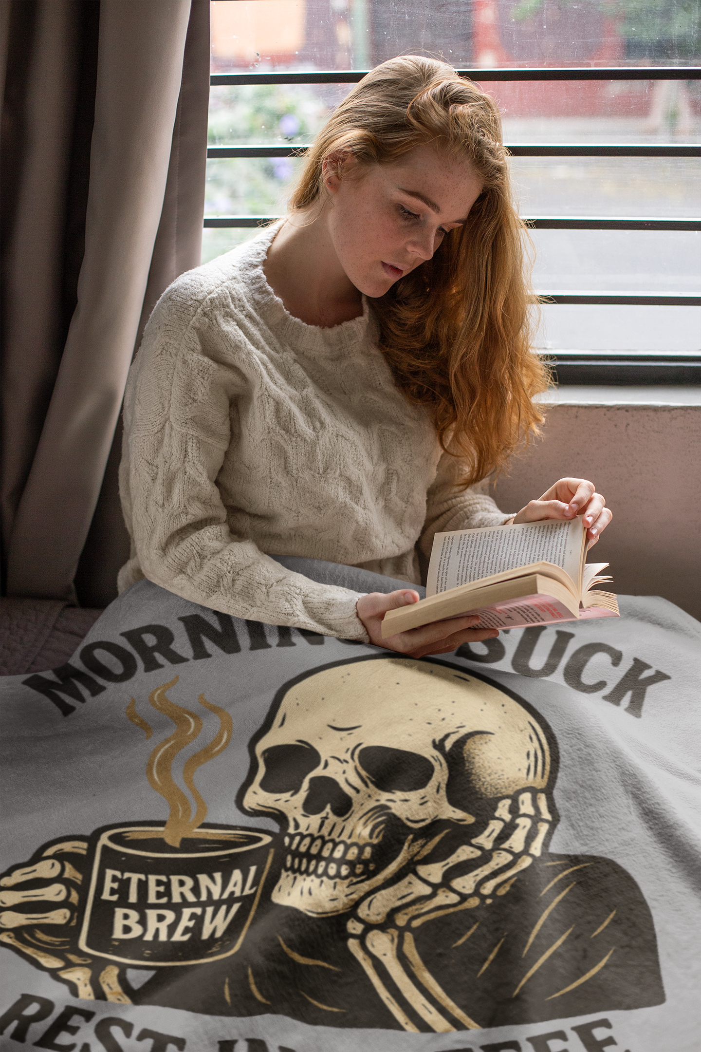 Velveteen Plush Blanket, Cozy Gift for Coffee Lovers, Home Decor, Funny Throw Blanket, Ideal for Mornings