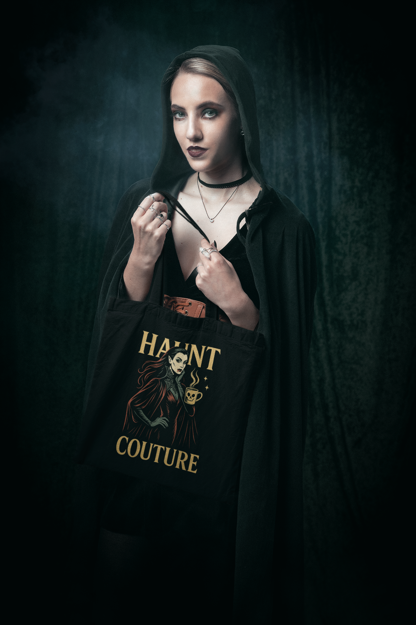 Haunt Couture Tote Bag, Halloween Tote, Witchy Shopping Bag, Spooky Gift, Eco-Friendly Canvas Bag