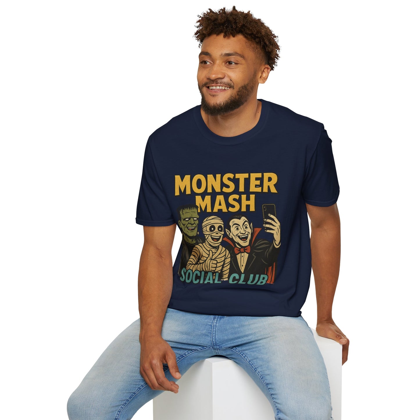 Halloween Monster Mash Social Club T-Shirt, Unisex Softstyle Tee, Spooky Party Shirt, Halloween Costume Tee, Fun Graphic Tee