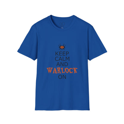 Keep Calm and Warlock On T-Shirt, Halloween Shirt, Gift for Witches, Unisex Tee, Spooky Style, Casual Everyday Wear