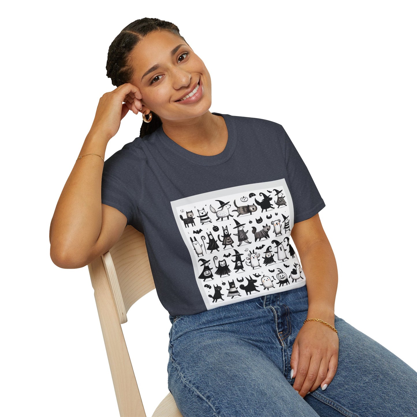 Cute Cartoon Characters Unisex T-Shirt, Graphic Tee, Fun Gift for Kids, Comfortable Apparel, Halloween, Birthday Shirt