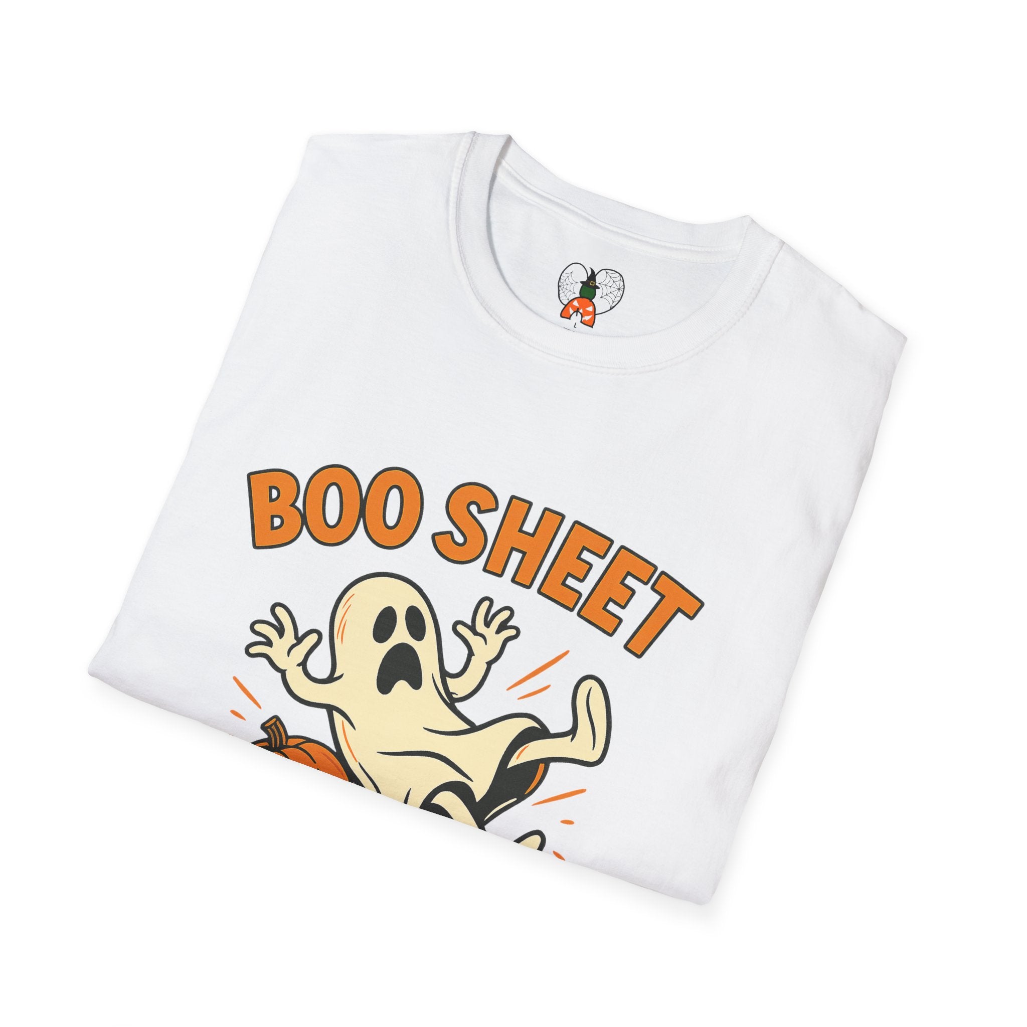 Halloween Boo Sheet T-Shirt, Unisex Softstyle Tee, Funny Halloween Shirt, Fall Festive Apparel, Ghost Themed Gift