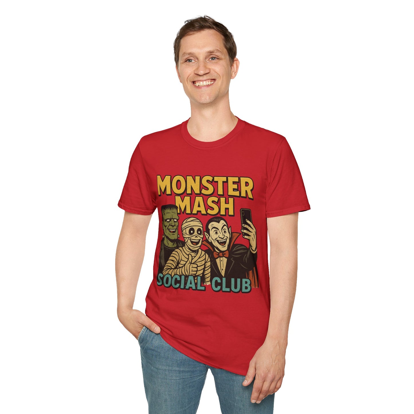 Halloween Monster Mash Social Club T-Shirt, Unisex Softstyle Tee, Spooky Party Shirt, Halloween Costume Tee, Fun Graphic Tee