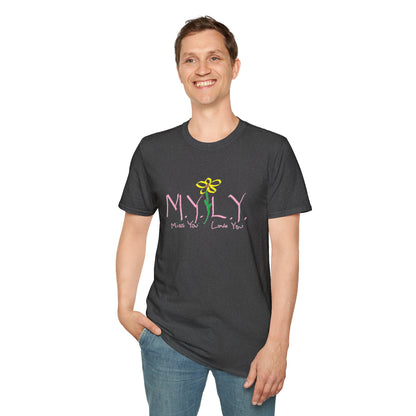 Unisex Softstyle T-Shirt with 'Miss You, Love You' Floral Design - Perfect for Gifts, Casual Wear, Friendship, Love