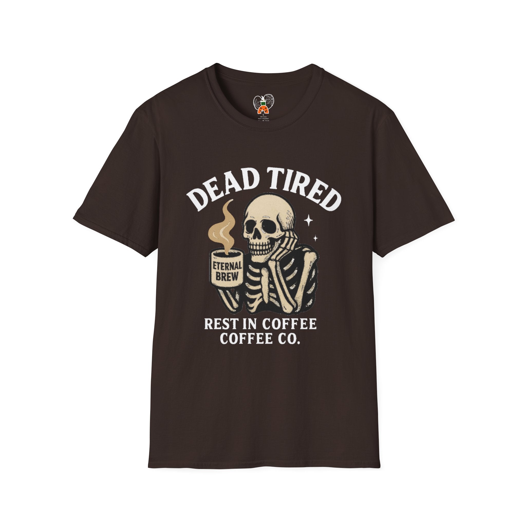 Dead Tired Skeleton Coffee T-Shirt, Unisex Graphic Tee, Cute Coffee Lover Gift, Halloween Apparel, Coffeelover Shirt