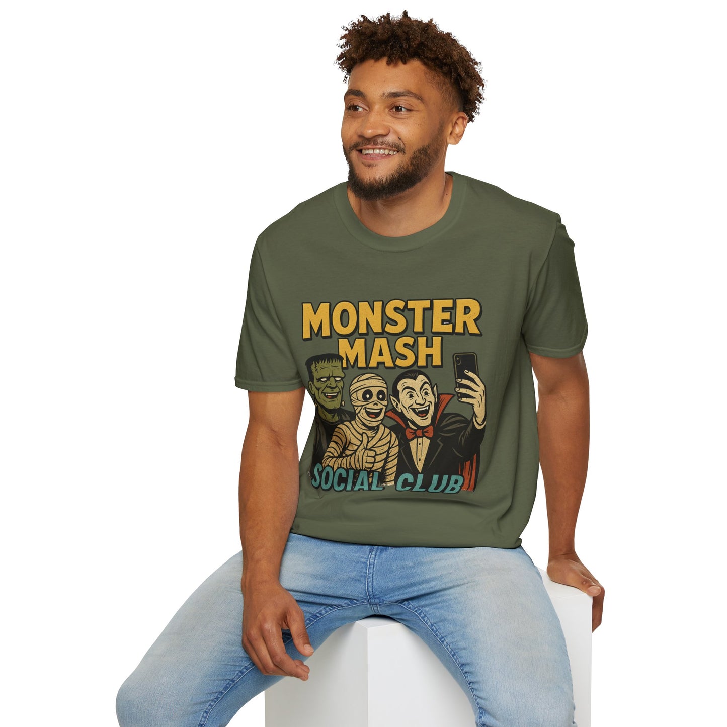 Halloween Monster Mash Social Club T-Shirt, Unisex Softstyle Tee, Spooky Party Shirt, Halloween Costume Tee, Fun Graphic Tee
