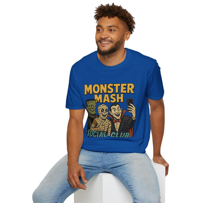 Halloween Monster Mash Social Club T-Shirt, Unisex Softstyle Tee, Spooky Party Shirt, Halloween Costume Tee, Fun Graphic Tee