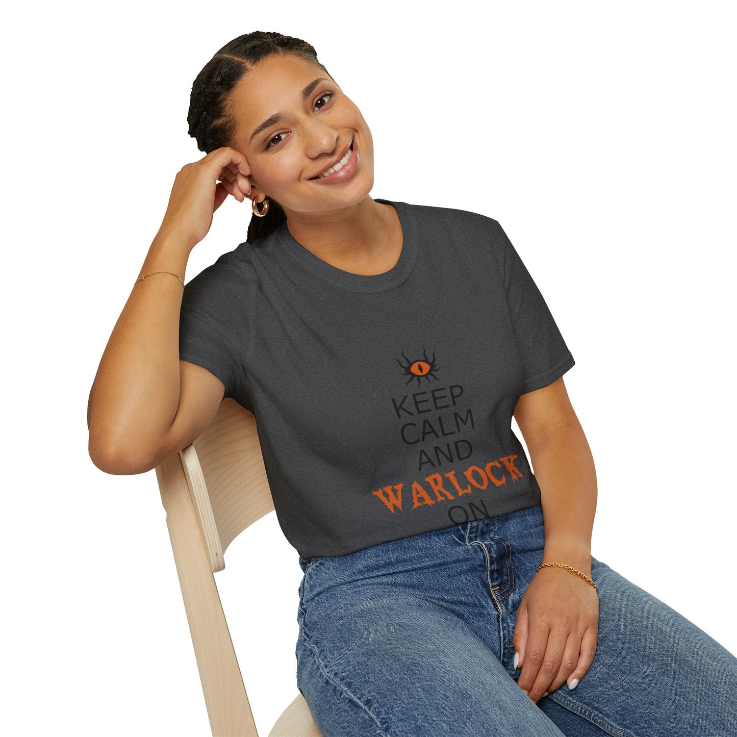 Keep Calm and Warlock On T-Shirt, Halloween Shirt, Gift for Witches, Unisex Tee, Spooky Style, Casual Everyday Wear