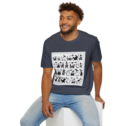 Cute Cartoon Characters Unisex T-Shirt, Graphic Tee, Fun Gift for Kids, Comfortable Apparel, Halloween, Birthday Shirt