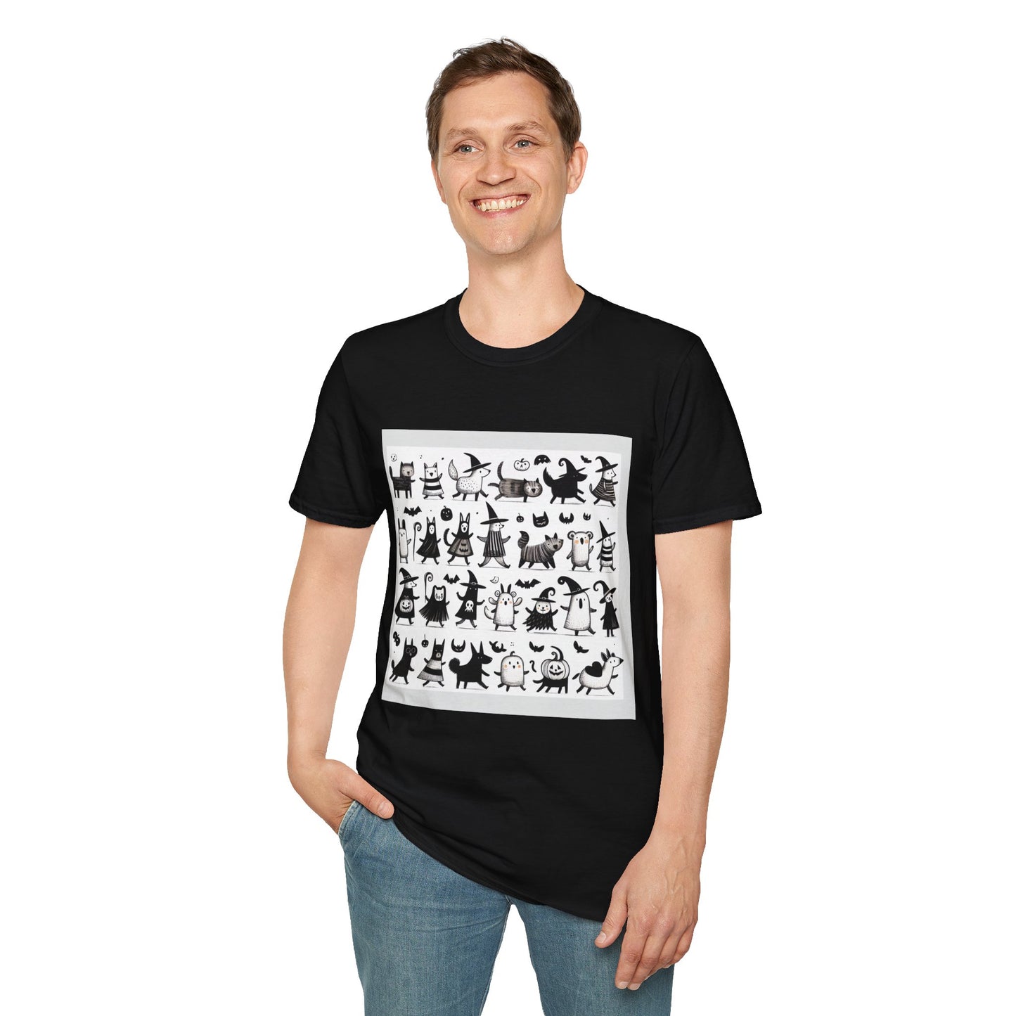 Cute Cartoon Characters Unisex T-Shirt, Graphic Tee, Fun Gift for Kids, Comfortable Apparel, Halloween, Birthday Shirt