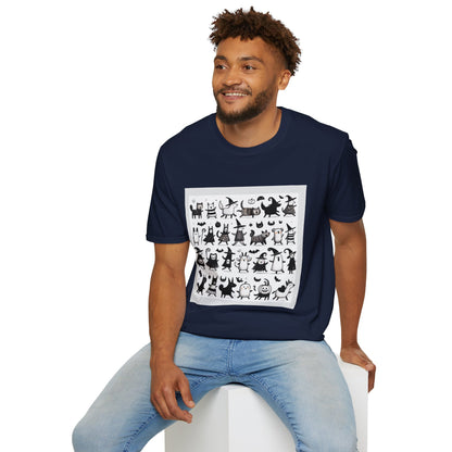 Cute Cartoon Characters Unisex T-Shirt, Graphic Tee, Fun Gift for Kids, Comfortable Apparel, Halloween, Birthday Shirt