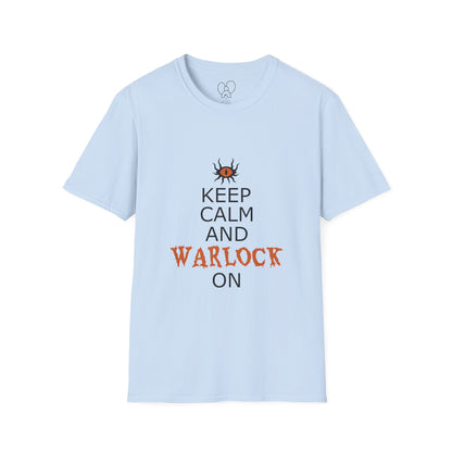Keep Calm and Warlock On T-Shirt, Halloween Shirt, Gift for Witches, Unisex Tee, Spooky Style, Casual Everyday Wear
