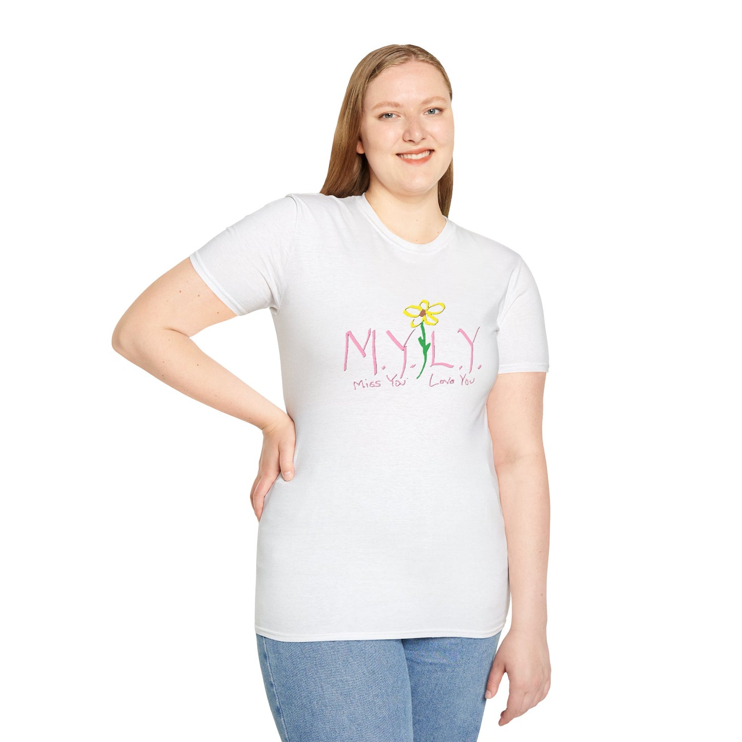 Unisex Softstyle T-Shirt with 'Miss You, Love You' Floral Design - Perfect for Gifts, Casual Wear, Friendship, Love