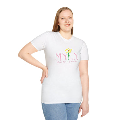 Unisex Softstyle T-Shirt with 'Miss You, Love You' Floral Design - Perfect for Gifts, Casual Wear, Friendship, Love