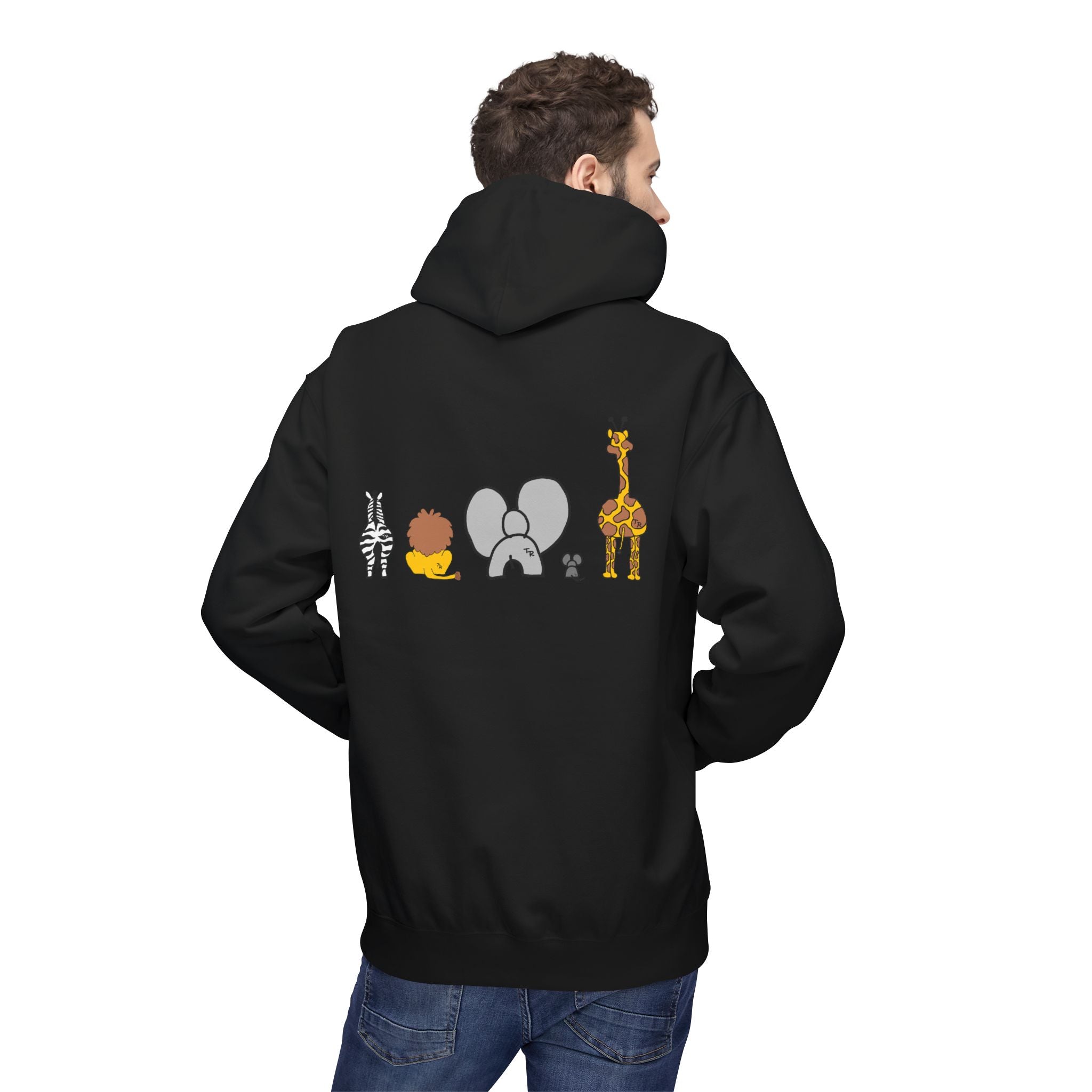 Safari Friends Hoodie — Cute Lion, Zebra, Elephant & Giraffe Graphic Pullover