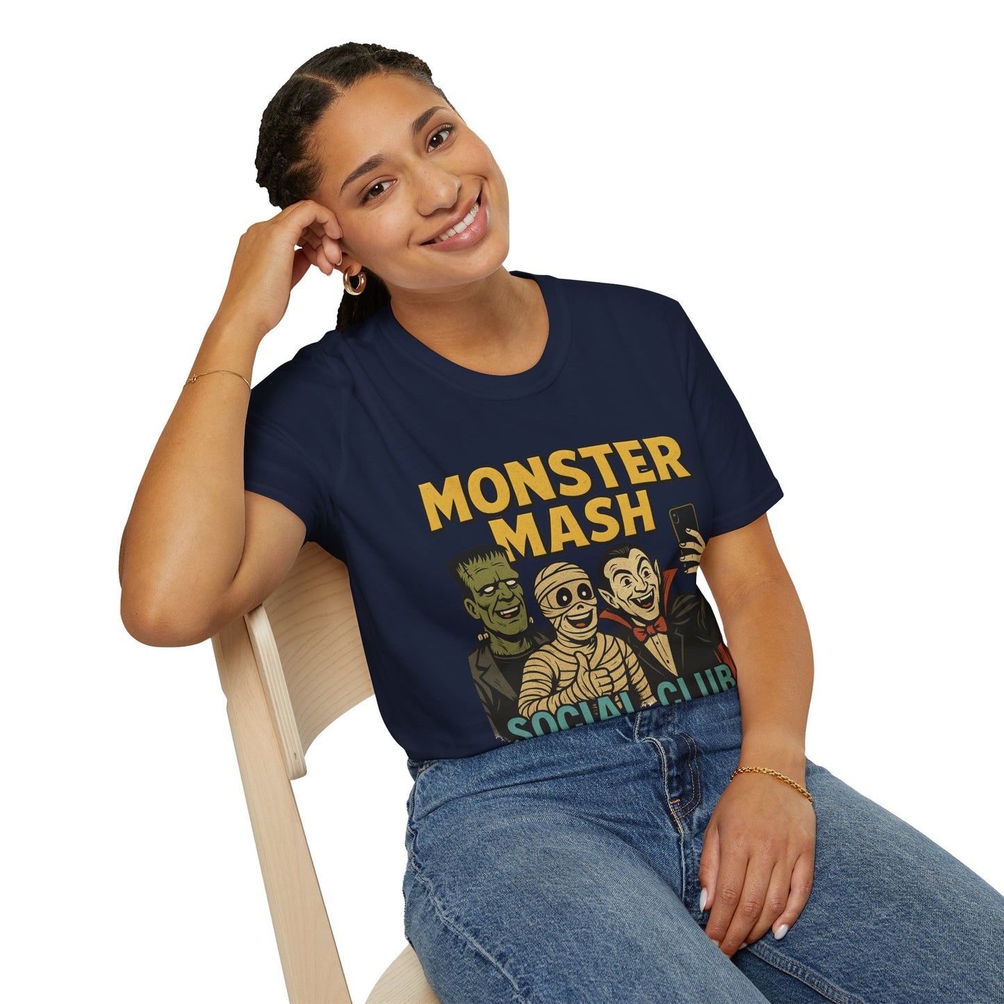 Halloween Monster Mash Social Club T-Shirt, Unisex Softstyle Tee, Spooky Party Shirt, Halloween Costume Tee, Fun Graphic Tee