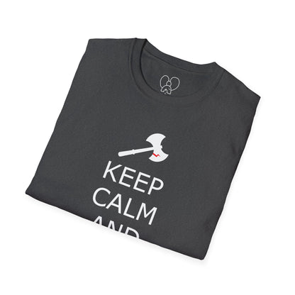 Keep Calm and Barbarian On Unisex Softstyle T-Shirt, Funny Graphic Tee, Gift for Comic Fans, Casual Wear, Great for Parties, Birthday Gift