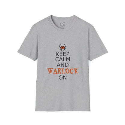 Keep Calm and Warlock On T-Shirt, Halloween Shirt, Gift for Witches, Unisex Tee, Spooky Style, Casual Everyday Wear