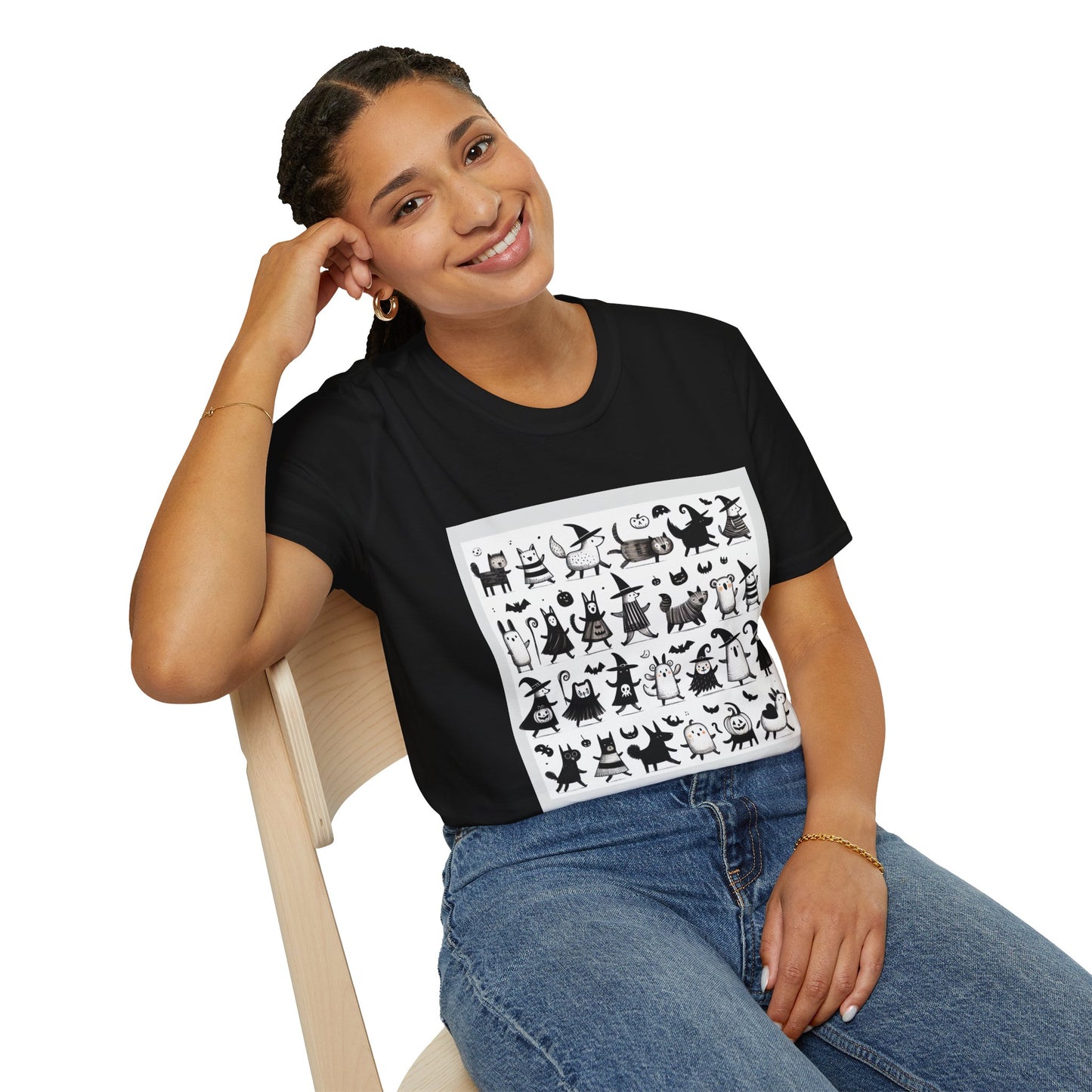 Cute Cartoon Characters Unisex T-Shirt, Graphic Tee, Fun Gift for Kids, Comfortable Apparel, Halloween, Birthday Shirt
