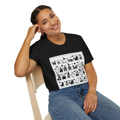 Cute Cartoon Characters Unisex T-Shirt, Graphic Tee, Fun Gift for Kids, Comfortable Apparel, Halloween, Birthday Shirt