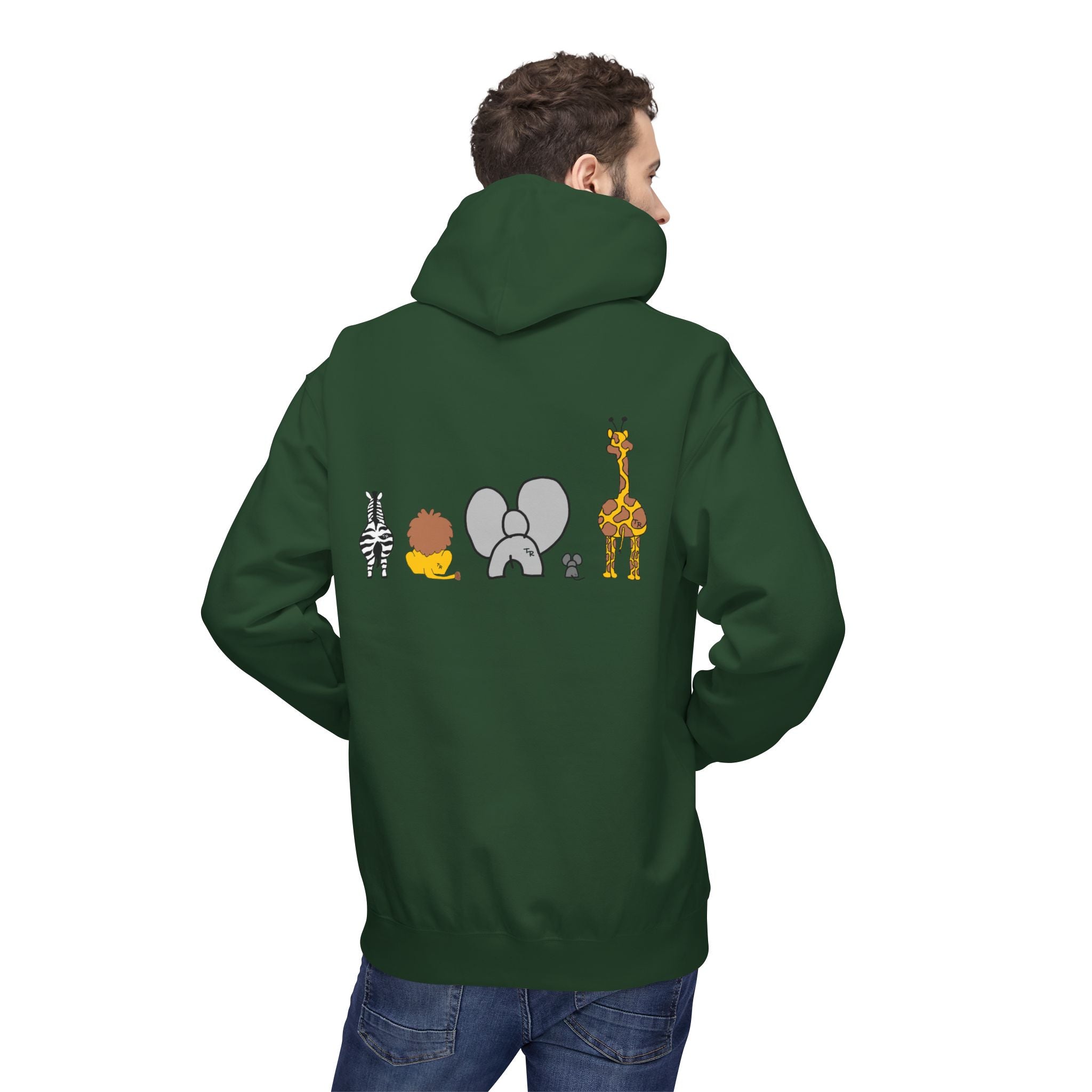 Safari Friends Hoodie — Cute Lion, Zebra, Elephant & Giraffe Graphic Pullover