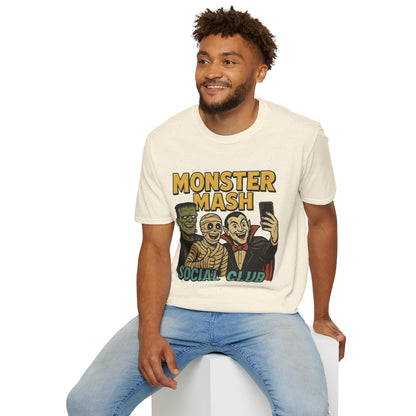 Halloween Monster Mash Social Club T-Shirt, Unisex Softstyle Tee, Spooky Party Shirt, Halloween Costume Tee, Fun Graphic Tee