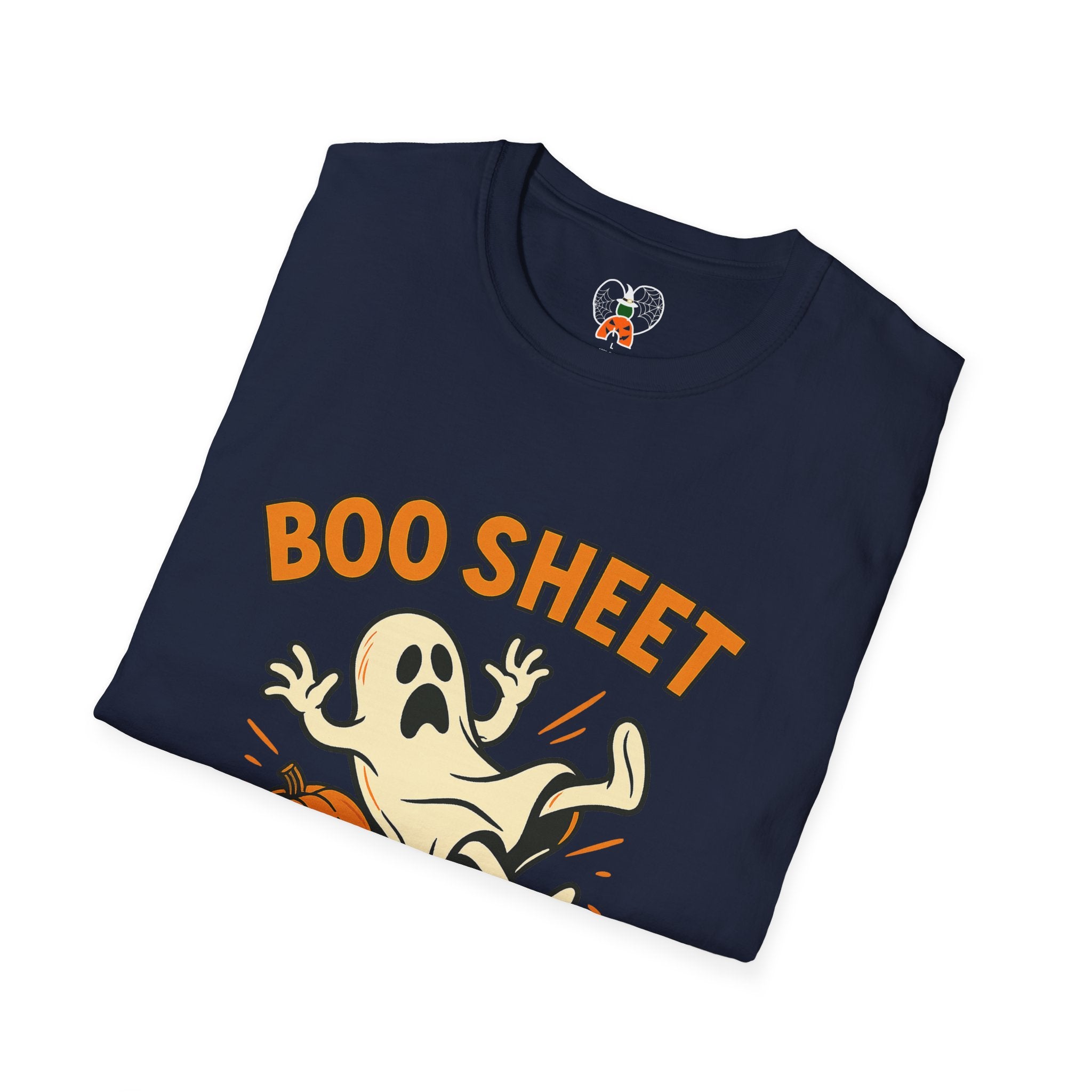 Halloween Boo Sheet T-Shirt, Unisex Softstyle Tee, Funny Halloween Shirt, Fall Festive Apparel, Ghost Themed Gift