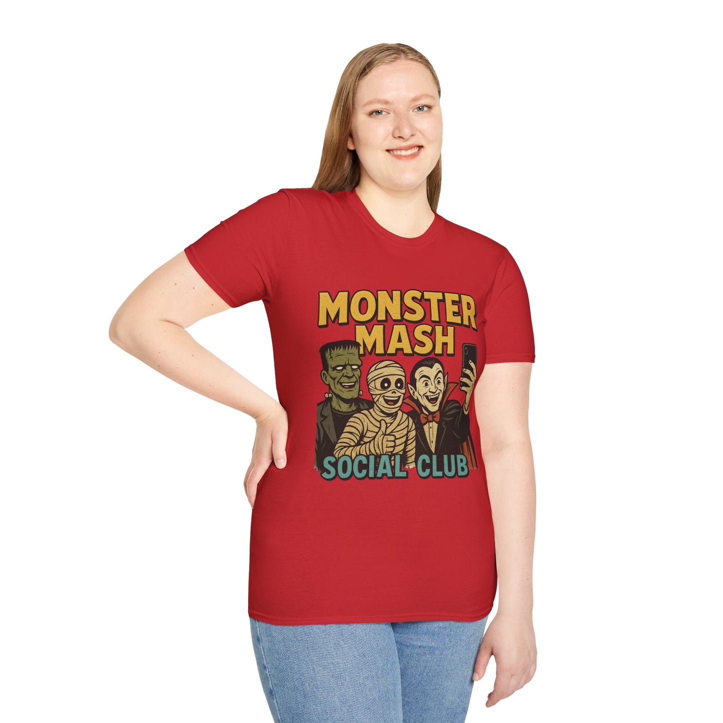 Halloween Monster Mash Social Club T-Shirt, Unisex Softstyle Tee, Spooky Party Shirt, Halloween Costume Tee, Fun Graphic Tee
