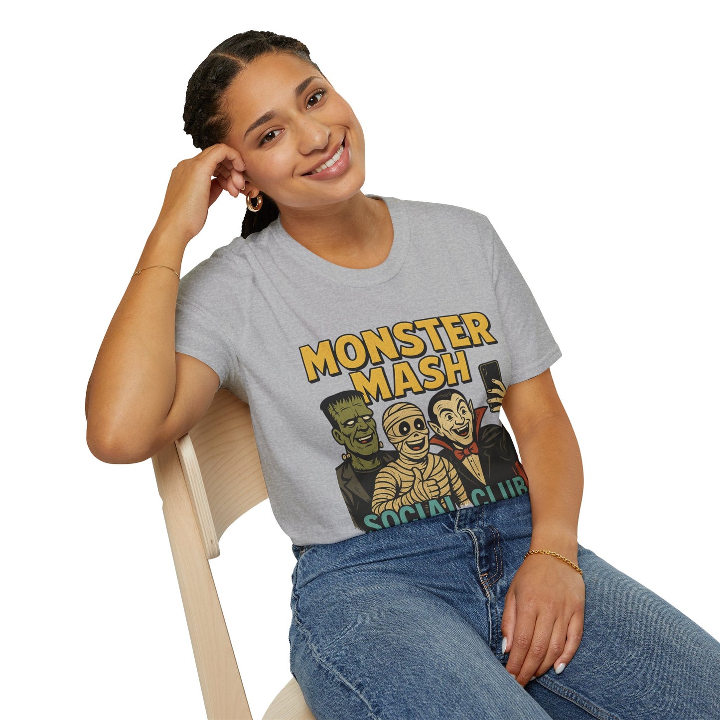 Halloween Monster Mash Social Club T-Shirt, Unisex Softstyle Tee, Spooky Party Shirt, Halloween Costume Tee, Fun Graphic Tee