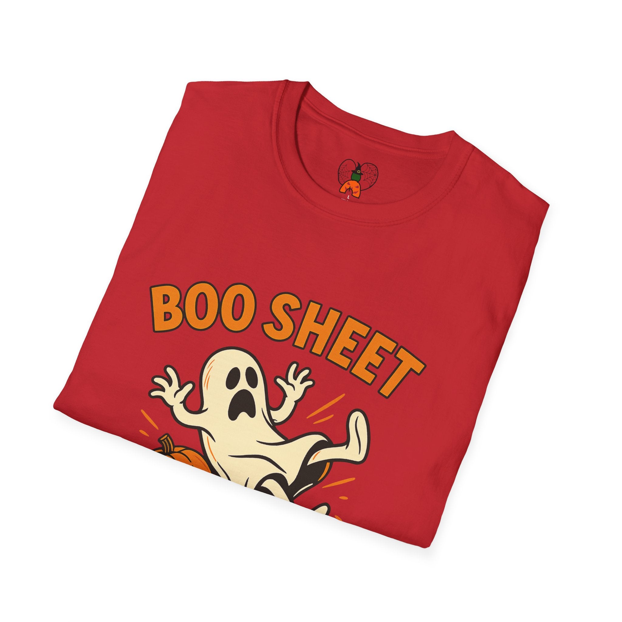 Halloween Boo Sheet T-Shirt, Unisex Softstyle Tee, Funny Halloween Shirt, Fall Festive Apparel, Ghost Themed Gift