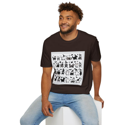 Cute Cartoon Characters Unisex T-Shirt, Graphic Tee, Fun Gift for Kids, Comfortable Apparel, Halloween, Birthday Shirt