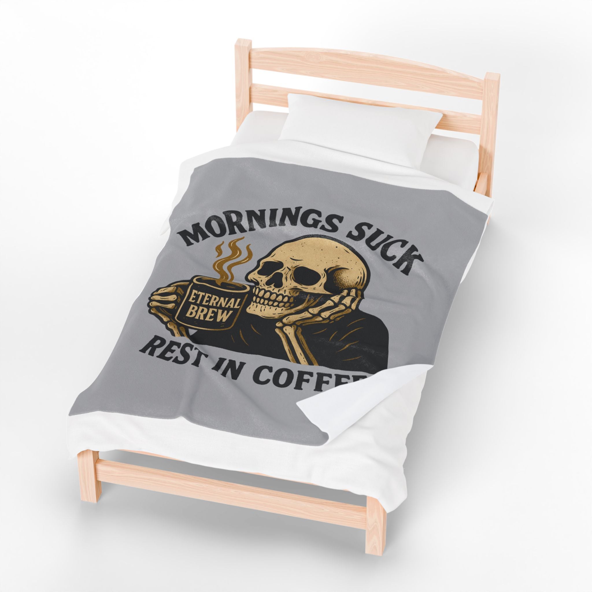 Velveteen Plush Blanket, Cozy Gift for Coffee Lovers, Home Decor, Funny Throw Blanket, Ideal for Mornings