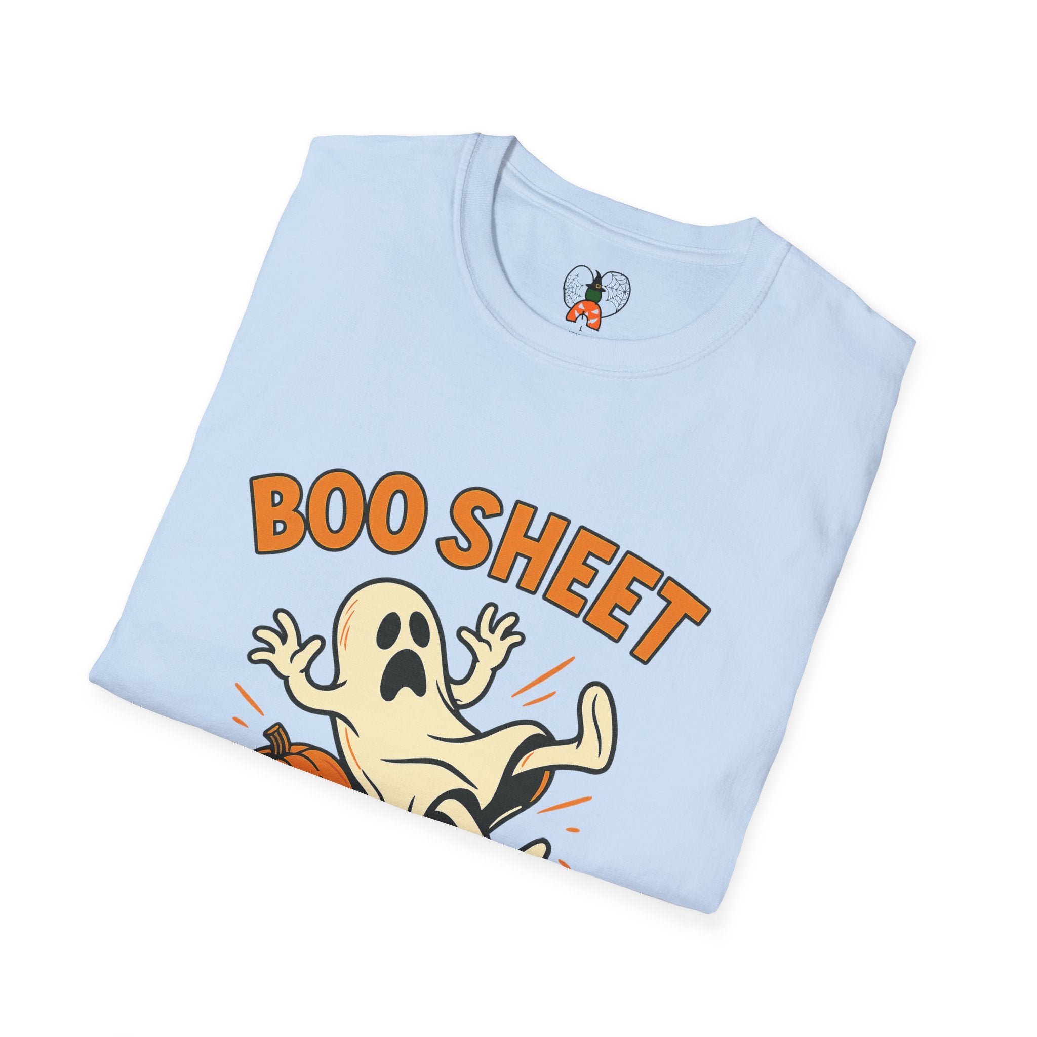 Halloween Boo Sheet T-Shirt, Unisex Softstyle Tee, Funny Halloween Shirt, Fall Festive Apparel, Ghost Themed Gift