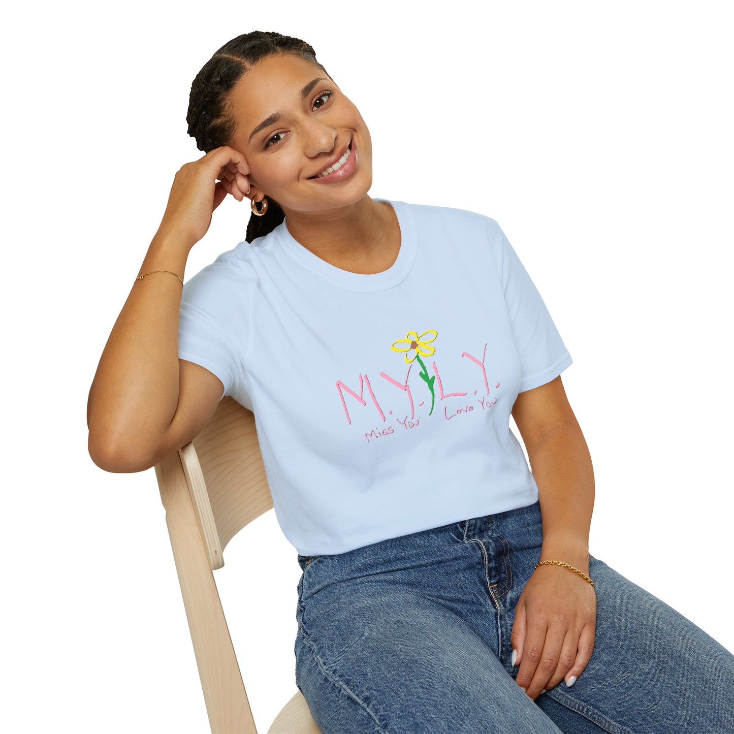 Unisex Softstyle T-Shirt with 'Miss You, Love You' Floral Design - Perfect for Gifts, Casual Wear, Friendship, Love