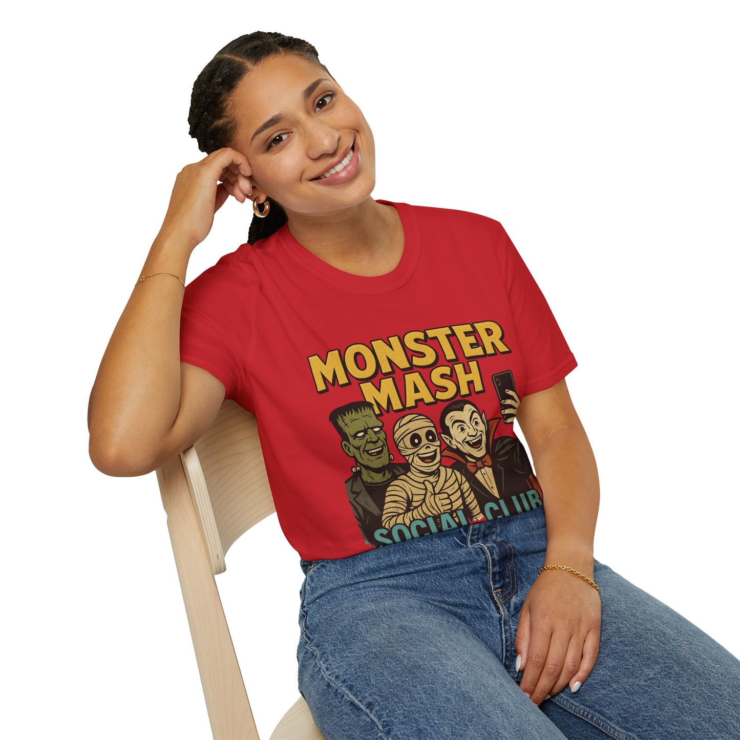 Halloween Monster Mash Social Club T-Shirt, Unisex Softstyle Tee, Spooky Party Shirt, Halloween Costume Tee, Fun Graphic Tee