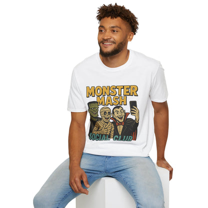 Halloween Monster Mash Social Club T-Shirt, Unisex Softstyle Tee, Spooky Party Shirt, Halloween Costume Tee, Fun Graphic Tee