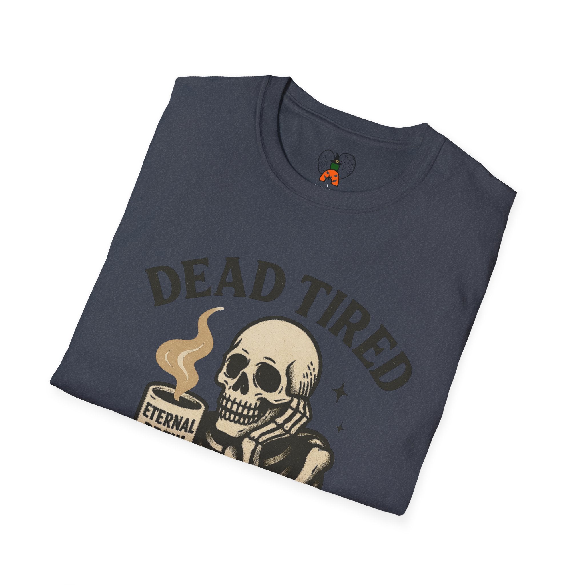 Dead Tired Skeleton Coffee T-Shirt, Unisex Graphic Tee, Cute Coffee Lover Gift, Halloween Apparel, Coffeelover Shirt