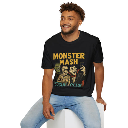 Halloween Monster Mash Social Club T-Shirt, Unisex Softstyle Tee, Spooky Party Shirt, Halloween Costume Tee, Fun Graphic Tee