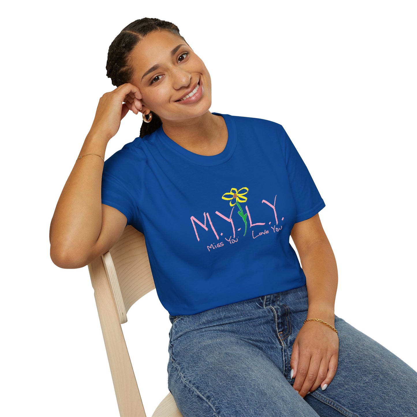 Unisex Softstyle T-Shirt with 'Miss You, Love You' Floral Design - Perfect for Gifts, Casual Wear, Friendship, Love