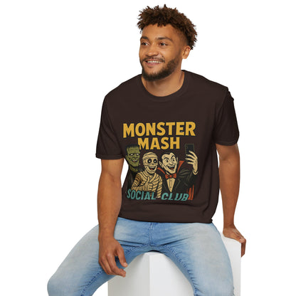 Halloween Monster Mash Social Club T-Shirt, Unisex Softstyle Tee, Spooky Party Shirt, Halloween Costume Tee, Fun Graphic Tee
