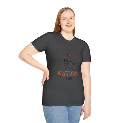 Keep Calm and Warlock On T-Shirt, Halloween Shirt, Gift for Witches, Unisex Tee, Spooky Style, Casual Everyday Wear