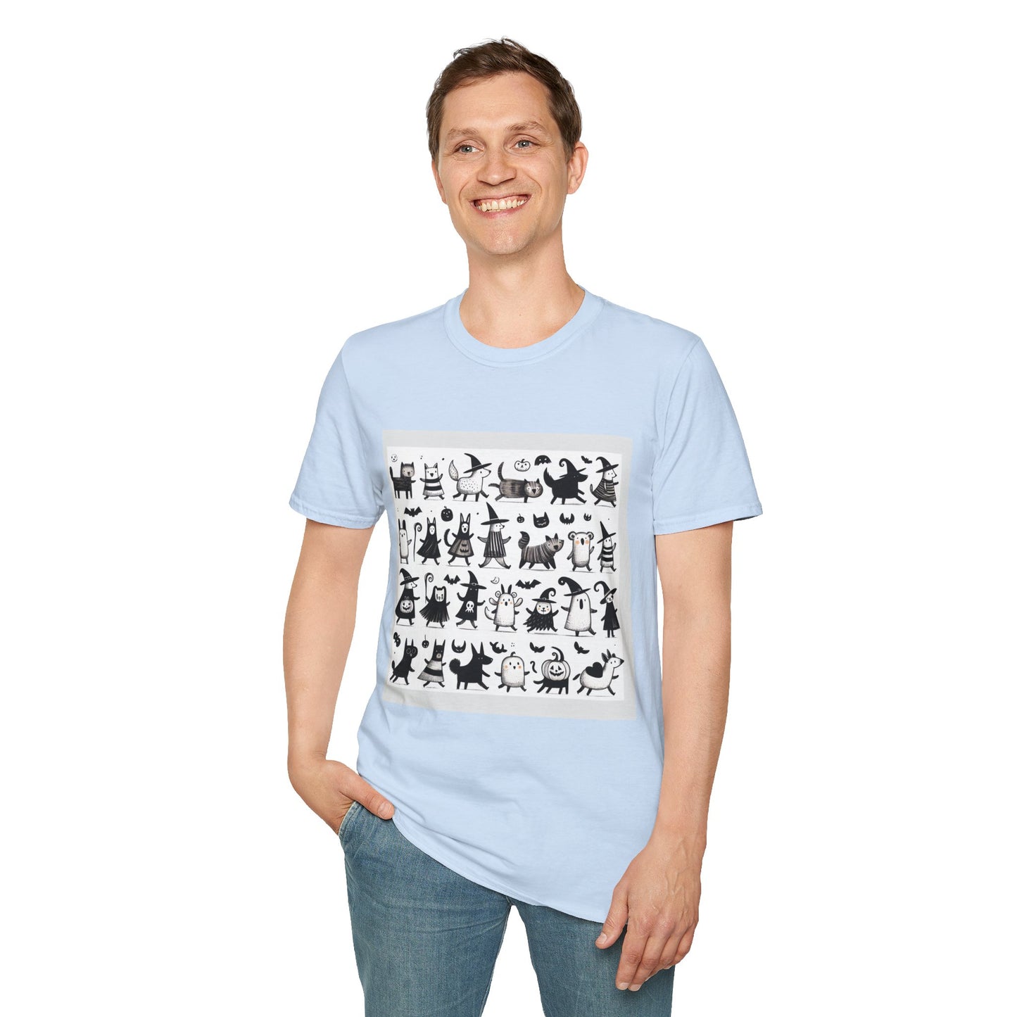 Cute Cartoon Characters Unisex T-Shirt, Graphic Tee, Fun Gift for Kids, Comfortable Apparel, Halloween, Birthday Shirt