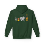 Safari Friends Hoodie — Cute Lion, Zebra, Elephant & Giraffe Graphic Pullover
