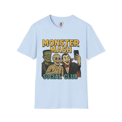Halloween Monster Mash Social Club T-Shirt, Unisex Softstyle Tee, Spooky Party Shirt, Halloween Costume Tee, Fun Graphic Tee