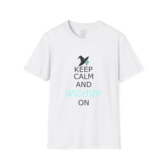 Keep Calm and Wizard On T-Shirt, Unisex Tee, Magical Gift, Ideal for Wizards, Birthday Gift, Casual Wear, Relaxed Vibe