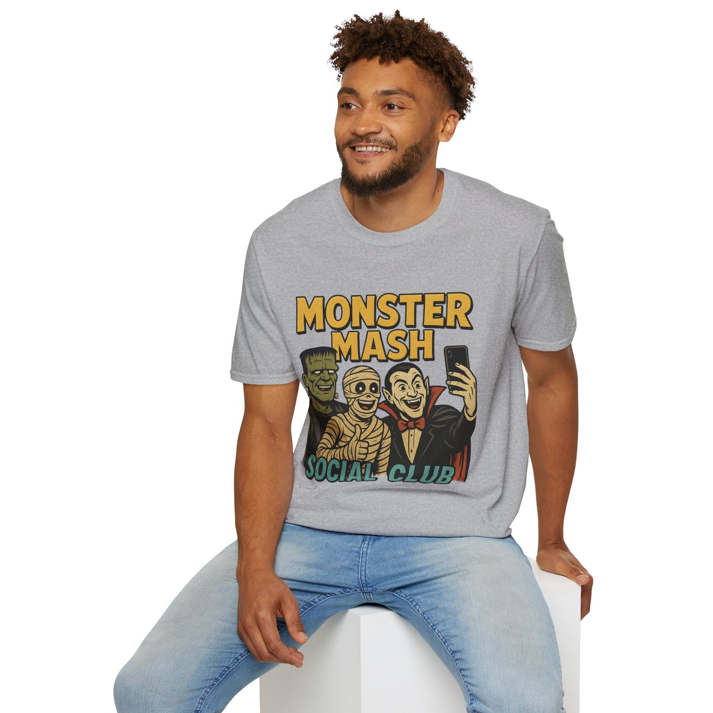 Halloween Monster Mash Social Club T-Shirt, Unisex Softstyle Tee, Spooky Party Shirt, Halloween Costume Tee, Fun Graphic Tee