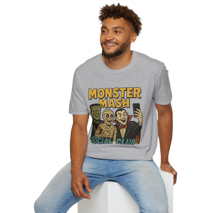 Halloween Monster Mash Social Club T-Shirt, Unisex Softstyle Tee, Spooky Party Shirt, Halloween Costume Tee, Fun Graphic Tee